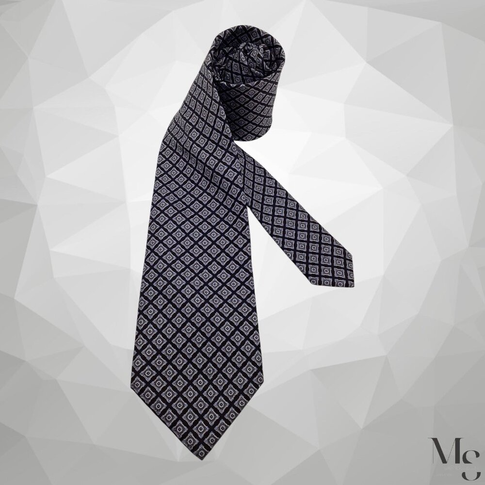 STEFANO RICCI X Long Gray Geometric Silk Tie Made In Italy 63”-3.5" EX COND